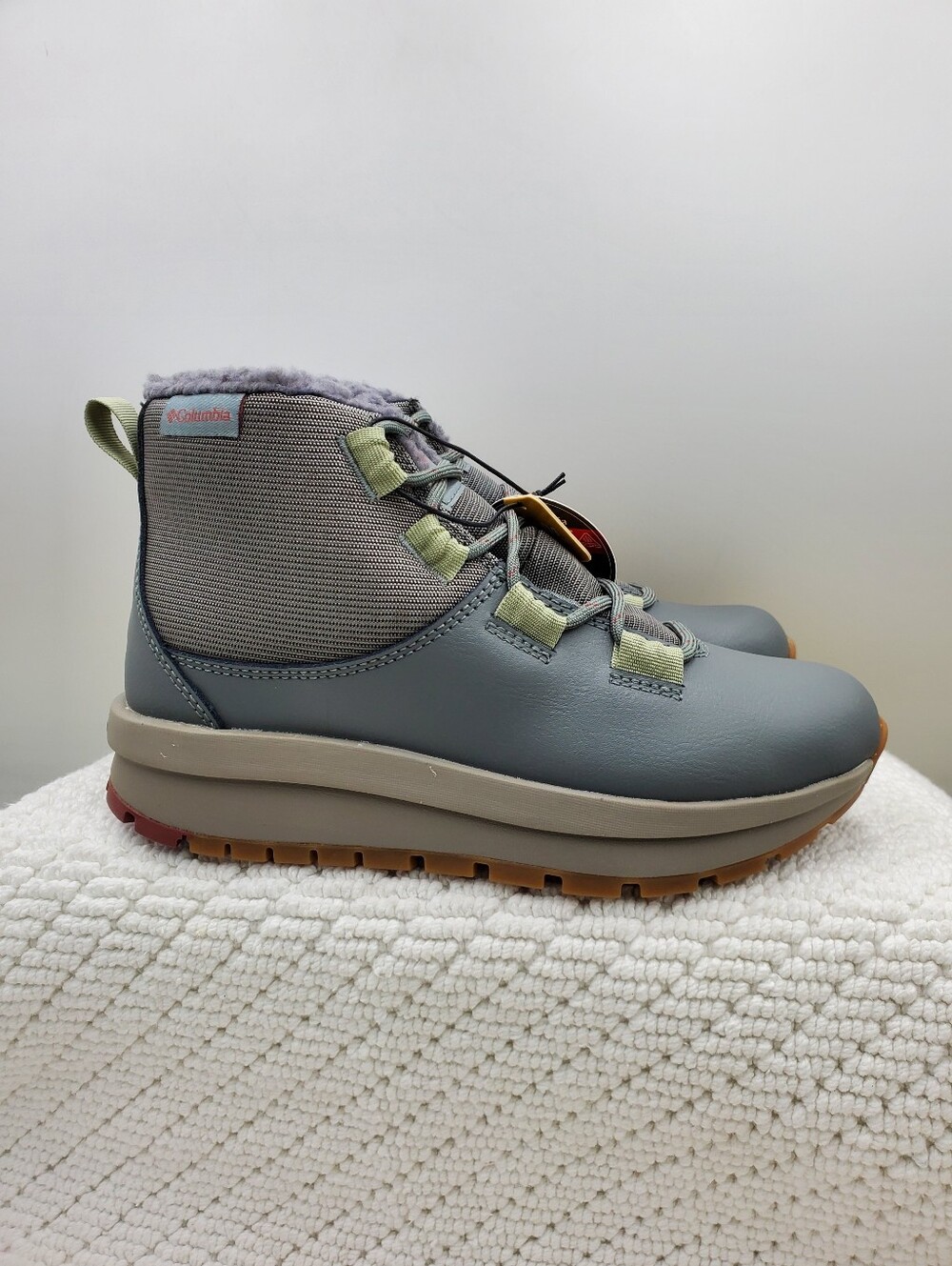 Columbia Gray and Olive Lace-Top Women's Winter Boot
